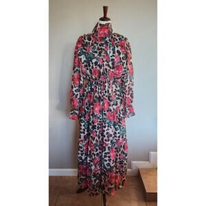 Women's Chiffon Leopard Maxi Formal Dress Event Wedding Guest SZ 12